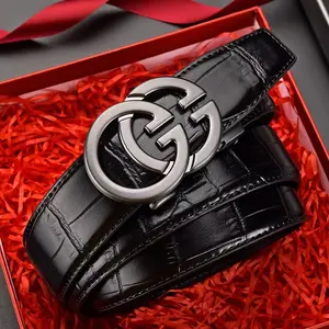 Custom Metal Buckle Gg Genuine Leather Belt For Men Big Designer Brand G Classic Design Black Belt