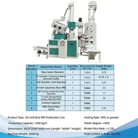 Machine à décortiquer le riz combinée haute efficacité 1200 kg/h avec fonctions de nettoyage, de déstonage, de décorticage, de séparation, de blanchiment et de calibrage