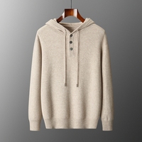 Sweat-shirt à capuche en laine pour homme, pull tricoté à capuche pour l'automne et l'hiver, logo personnalisé, fabrication OEM ODM, vente en gros