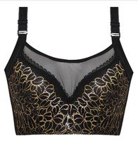 Soutien-gorge confortable en nylon brodé de dentelle fine pour femme, grande taille, sans couture, push-up, fermeture avant, lingerie sexy