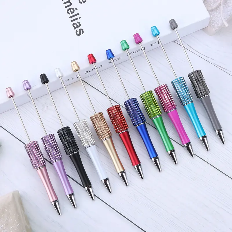 2023 Creative DIY Diamond Colorful Crystal Jewelry Beads Novelty Decorative Plastic Bead Pen Top Add-On for Business Promotion