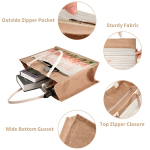 Hawaiian Beach Handbag <strong>Wholesale</strong> Spring Shoulder Hand <strong>Bag</strong> Hessian <strong>Jute</strong> Beach Zipper <strong>Bag</strong> for Women - Product Image 3