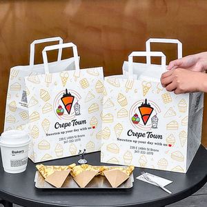 Bolsa de Papel Kraft de 120 g/m² con Asa y Logotipo Personalizado para Helados, Tiendas de Comida, Zapatos, Ropa, Comida para Llevar, Uso en Supermercados, Impresión Serigráfica - Product Image 2