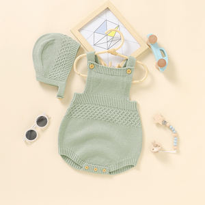 Grosir Pabrik Musim Panas 0-24 bulan pakaian bayi balita baru lahir pakaian bayi <span class=keywords><strong>2</strong></span> buah Set Romper Suspender Bodysuit dengan tudung - Product Image 4