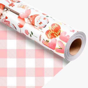 Valentine's Pink Gnome <b>Wrapping</b> <b>Paper</b> 17 In X 32.8 Ft Double Side Eco Friendly Gift Craft Packaging <b>Paper</b> - Product Image 1