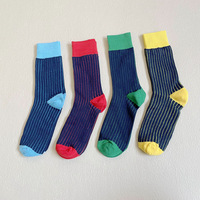 Chaussettes en coton rayées pour hommes, colorées, respirantes, anti-odeur, décontractées, amusantes, habillées, tendance, personnalisables, OEM, vente chaude européenne