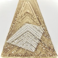 Rouge rayé perle Tube Sequin brodé maille tissu nouveau Style tissé Technique pour robes de mariée mode et sacs dentelle perles