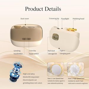 Ensemble de <span class=keywords><strong>coupe</strong></span>-ongles électriques professionnels, <span class=keywords><strong>coupe</strong></span>-ongles automatique pour les orteils avec lumière LED, outil multifonctionnel de <span class=keywords><strong>coupe</strong></span> et de polissage des ongles - Product Image 2