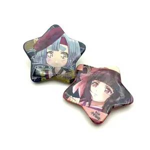 Cheap custom anime cute tin button emblem garment blank metal round star logo lapel pin clothing tinplate badge