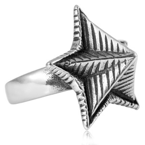 Anillo de dedo índice con forma de estrella de cinco puntas yunique para hombre, anillo geométrico de acero inoxidable plateado, joyería de regalo - Product Image 3