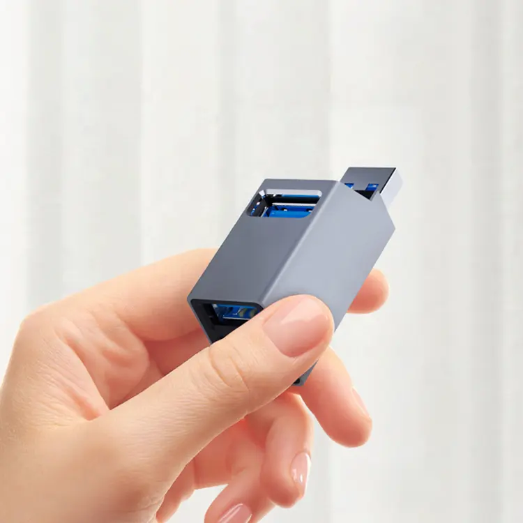 منفذ USB من نوع C 3.0 به 3 منافذ للهاتف المحمول والكمبيوتر الشخصي وماك، من الألومنيوم الصغير بالألوان الأسود والرمادي بسعر خاص من المصنع