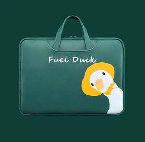 Teenager <b>Cute</b> 15'' Genuine Organic PU Vegan Leather <b>Laptop</b> Sleeve <b>Case</b> With Multi-Pocket Fashionable Design and Luggage Belt - Product Image 2