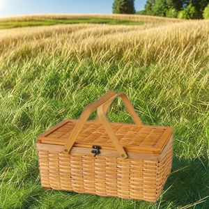 Panier de rangement en tissu ovale fait à la main écologique 100% avec poignée mobile multifonction pour organisateur de pique-nique - Product Image 4