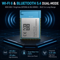 Module sans fil Tuya Smart WiFi6 Bluetooth5.4LE 480MHz ARM M33F 8MB Flash 16MB PSRAM 48 GPIO CAN FD pour serrure intelligente, caméra IP, HMI