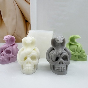 Moule en silicone TangChu pour bougie tête de serpent Halloween, moule à gâteau en forme de crâne, plâtre, résine, décoration d'intérieur, emballage OPP - Product Image 3