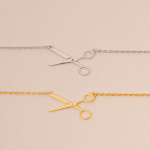Collar con Colgante de Tijeras de Peluquería, Acero Inoxidable 316L, Tono <span class=keywords><strong>Oro</strong></span> 18K, Antideslustre, <span class=keywords><strong>Cadena</strong></span> Minimalista para Mujer - Product Image 4