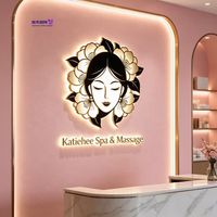 Enseigne rétroéclairée 3D en acrylique avec halo LED, logo mural lumineux personnalisé, signalétique commerciale pour café, salon de beauté, salon de coiffure