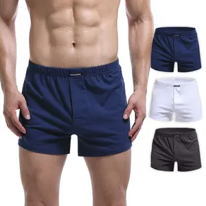 Heren Boxershorts Zachte Stretch Gebreide Ademend Katoen Jongens Mannen Ondergoed Boxers Lange Slipje Slaap Bodems Plus Size