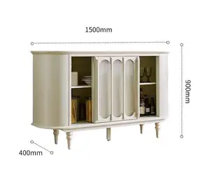 French cream solid wood sideboard vintage living room American storage bucket dining room wine cooler bookcase