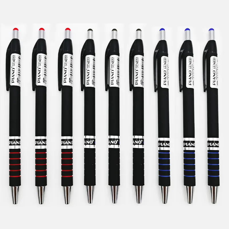 Hotsale piyano PB-165 yumuşak mürekkep kalem ücretsiz örnek 3 renkler 0.7mm ofis malzemeleri özel metal ipuçları geri çekilebilir kalem