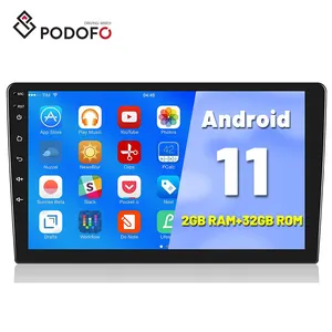 Podofo 10.1 "안드로이드 11 1 + 16/2 + 32 2 Din 자동차 라디오 Autoradio 더블 딘 자동차 스테레오 2.5D 터치 스크린 GPS 와이파이 BT FM RDS