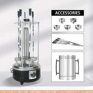 <span class=keywords><strong>Four</strong></span> rotatif vertical de comptoir - Machine à shawarma, machine à kebab, comprend 5 brochettes et 5 coupelles de récupération d'huile - Product Image 2