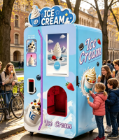 Machine à glace molle commerciale Plug and Play avec fonctions de saupoudrage sec et de sauces humides pour la vente au détail