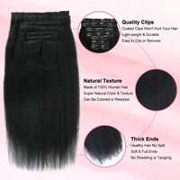 Extensions de cheveux à clipser Kinky Straight 100% Remy Indien Humain Super Double Drawn Machine Double Weft Sans perte de cheveux pour femmes noires