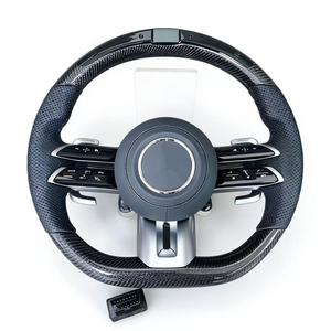 Volante de Fibra de Carbono para <span class=keywords><strong>Mercedes</strong></span> <span class=keywords><strong>Benz</strong></span> C200 <span class=keywords><strong>C300</strong></span> E200 E300 GLC CLS, Cuero Perforado Personalizado, <span class=keywords><strong>Precio</strong></span> al por Mayor - Product Image 5