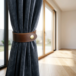 Boshiho Genuine Leather Curtain Tie Backs Curtain Holdback Strap Reusable Adjustable Leather Binding Band for Home Decor - Product Image 1