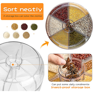 360 Degree Rotating Kitchen Plastic <b>Food</b> <b>Storage</b> <b>Container</b> Sealed Rice Dispenser - Product Image 4