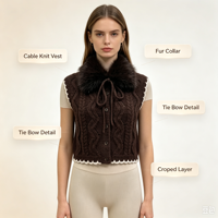 Baklava – Nouveaux Cardigans en Tricot Personnalisés pour Femmes, OEM & ODM, de Haute Qualité, en Fourrure Blanche, Pulls à Manches Longues pour Invitées