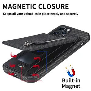 Geili nueva cartera ranura para tarjeta de crédito titular Cierre magnético Flip Stand Funda de cuero para Iphone 14 13 Pro Max 14 Plus