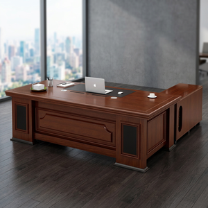 Executive Wood Office Desk Traditional Design With <b>Storage</b> Cabinet For Home Office And Commercial Use - Product Image 2