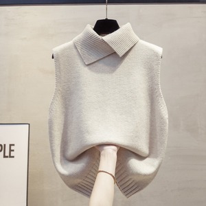 <span class=keywords><strong>Chaleco</strong></span> de Punto Holgado Nuevo para <span class=keywords><strong>Mujer</strong></span> con Cuello Camisero, Elegante <span class=keywords><strong>Chaleco</strong></span> de Suéter en Capas para Usar como Prenda Exterior - Product Image 3