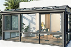 Véranda moderne sur pied avec cadre en aluminium et toit incliné pour villa, <span class=keywords><strong>solarium</strong></span> résidentiel, hôtel, parc, maison vitrée - Product Image 4