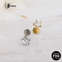 Piercing corporel de mariage en titane G23 ASTM F136 de qualité implant, avec fleur en zircone cubique et clou à filetage interne pour cartilage d'oreille, hélix, tragus, conque