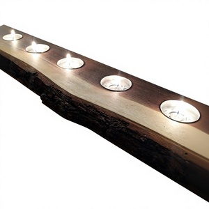 Wooden Rectangular Handmade <b>Tea</b> Light Holder Candle <b>Stand</b> Brown Eco-Friendly Durable Christmas Home Decor Customized Logo Safe - Product Image 5