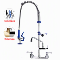 Robinet de cuisine commercial en laiton pulvérisateur en acier inoxydable mélangeur mural pré-rinçage 304ss industriel Flexible 2 trous pour hôtel