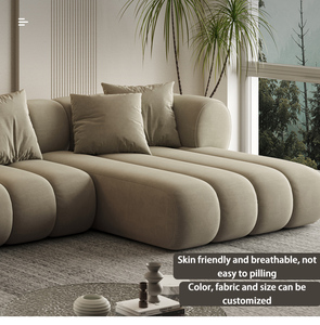 Облачный диван для гостиной caterpillar Nordic simple, большой угол квартиры, технология-fre, роскошный современный светлый диван из ткани - Product Image 3