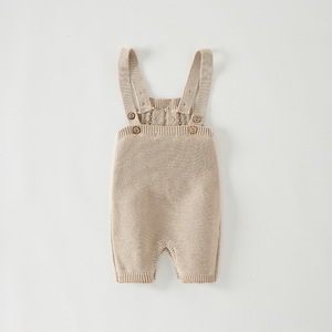 Peto de punto trenzado para bebé, 100% algodón, mono acanalado con botones, pantalón con tirantes, ropa para recién <span class=keywords><strong>nacido</strong></span> - Product Image 4