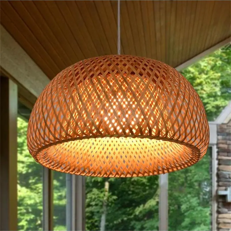 Lampe suspendue en bambou naturel, abat-jour, lustre de restaurant en rotin