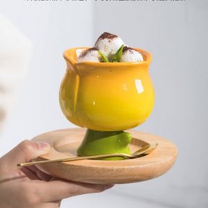 Nouveauté créative personnalisée, cadeau, tasse mignonne, tasse à café avec fleur de tulipe, crème glacée, dessert, salade, bagatelle, mousse au yaourt, tasse à thé florale - Product Image 2