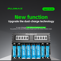 PUJIMAX-Ensemble de chargeur de batterie rechargeable, 8 pièces, 3400mwh, batteries de recharge et huit emplacements, chargeur de batterie rapide pour usage domestique