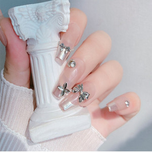 Nuevo Estilo, Venta al por Mayor, 10 Piezas/Bolsa, Adornos de Uñas con Forma de Mariposa, Lazo, Luna y Conejo, Aleación Dorada y Plateada, Accesorios de Uñas de Lujo - Product Image 6