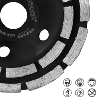 Disque de meulage diamanté double rangée HERZO 5 pouces, alésage 22,23 mm, pour débavurage de l'aluminium, pour meuleuse d'angle