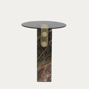 Mesa de bistró de diseño moderno con tablero redondo de madera de teca sinterizada, la más vendida, con incrustaciones de hueso en la parte superior. - Product Image 2