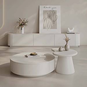 Set Tavolino Rotondo <span class=keywords><strong>da</strong></span> <span class=keywords><strong>Salotto</strong></span> <span class=keywords><strong>di</strong></span> Lusso e Mobile TV in Legno dal Design Artistico Moderno per Casa e Piccoli Appartamenti - Product Image 4