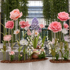Set <span class=keywords><strong>di</strong></span> Rose in <span class=keywords><strong>carta</strong></span> su misura <span class=keywords><strong>papavero</strong></span> in Organza <span class=keywords><strong>di</strong></span> seta gigante per decorazioni nuziali Display floreale per interni - Product Image 4