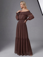 Robe longue plissée asymétrique à volants pour femme, style européen sexy